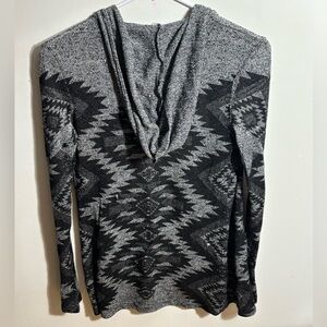 Open Front Cardigan Featuring a Aztec Inspired Pattern